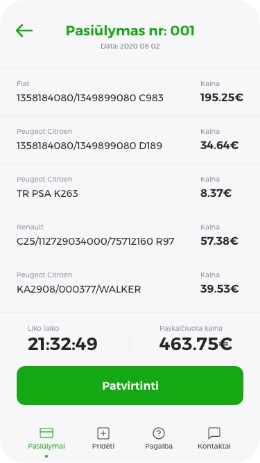 Katalizatoriaus supirkimo pasiulymo pavyzdys